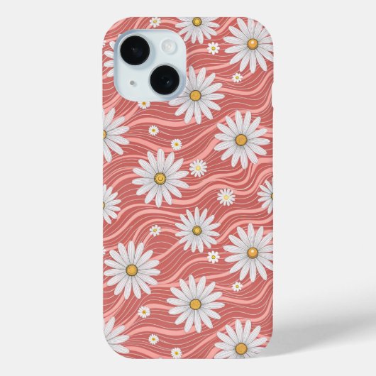 Wavy Pink Daisies Case-Mate iPhone Case (Achterkant)