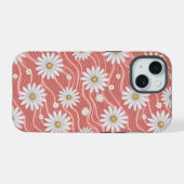 Wavy Pink Daisies iPhone 15 Case (Achterkant horizontaal)