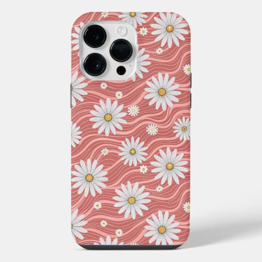 Wavy Pink Daisies iPhone Hoesje (Achterkant)