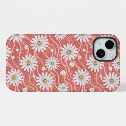 Wavy Pink Daisies iPhone Hoesje (Achterkant horizontaal)