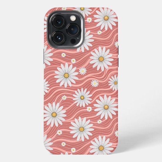 Wavy Pink Daisies iPhone Hoesje (Achterkant)