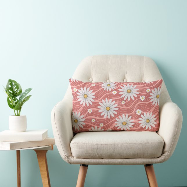 Wavy Pink Daisies  Kussen (Stoel)