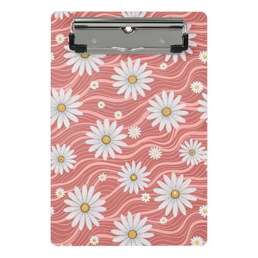 Wavy Pink Daisies Mini Klembord (Voorkant)
