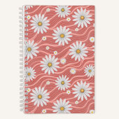 Wavy Pink Daisies Notitieboek (Voorkant)