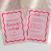 Wavy Pink en Red Bachelorette Weekend Itinerary Kaart