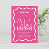 Wavy Pink Hens Party Invitation - Sonny Kaart (Staand voorkant)