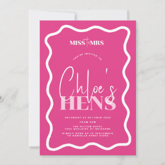 Wavy Pink Hens Party Invitation - Sonny Kaart