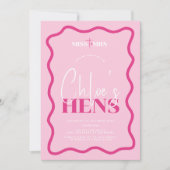 Wavy Pink Hens Party Invitation - Sonny Kaart (Voorkant)