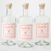 Wavy Pink Pastel Drink me Lovepotion Wedding Likeurfles Etiket (Flessen)
