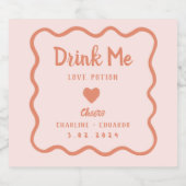 Wavy Pink Pastel Drink me Lovepotion Wedding Likeurfles Etiket (Enkel label)