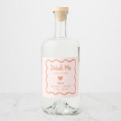 Wavy Pink Pastel Drink me Lovepotion Wedding Likeurfles Etiket (Voorkant)