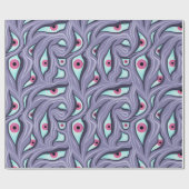 Wavy Psychedelic Horror - Paarse Evil Eye Pattern Cadeaupapier (Vlak)