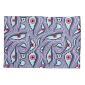 Wavy Psychedelic Horror - Paarse Evil Eye Pattern Kussensloop (Achterkant)