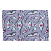 Wavy Psychedelic Horror - Paarse Evil Eye Pattern Kussensloop (Voorkant)