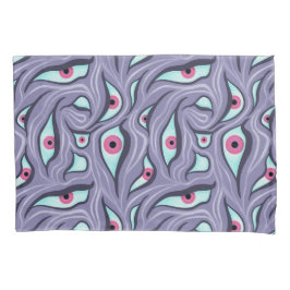 Wavy Psychedelic Horror - Paarse Evil Eye Pattern Kussensloop