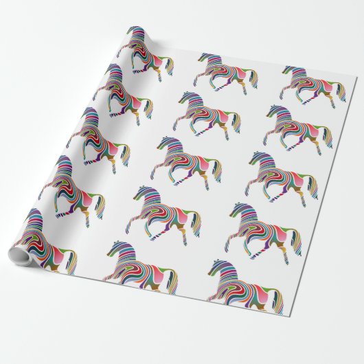 WAVY RAINBOW HORSE CADEAUPAPIER (Uitgerold)