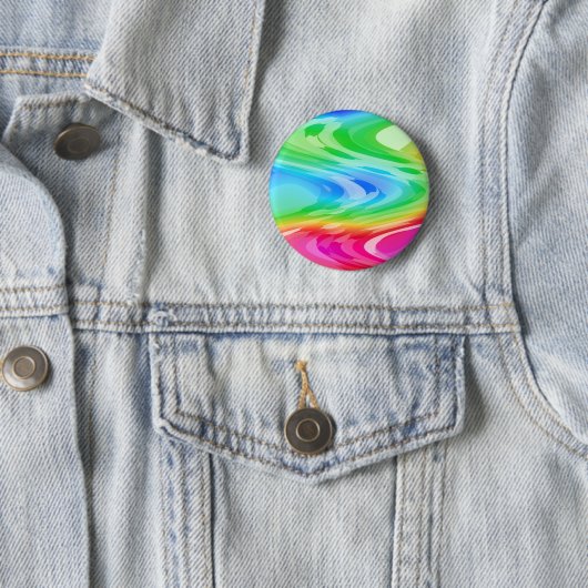 Wavy Rainbow Pattern Ronde Button 5,7 Cm (In situ)