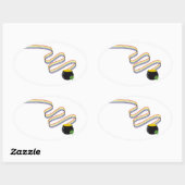 Wavy Rainbow Stripes Leading to Pot of Gold Ovale Sticker (Vel)