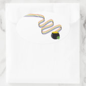 Wavy Rainbow Stripes Leading to Pot of Gold Ovale Sticker (Tas)