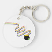 Wavy Rainbow Stripes Leading to Pot of Gold Sleutelhanger (Achterkant)