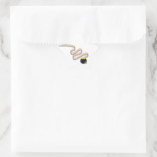 Wavy Rainbow Stripes Leading to Pot of Gold Ster Sticker (Tas)