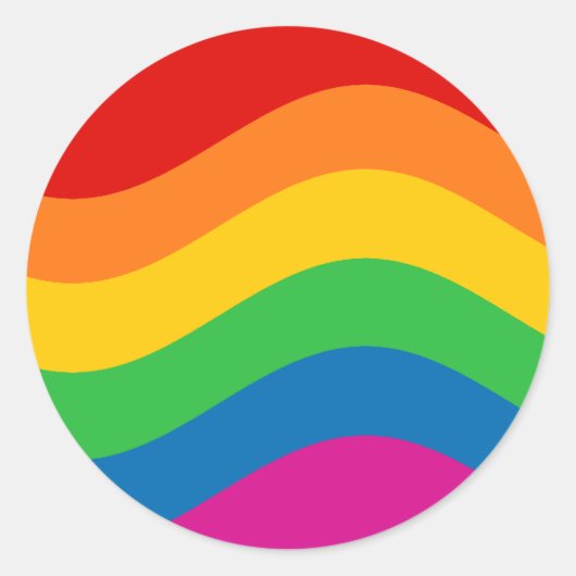 Wavy Rainbow Stripes Ronde Sticker (Voorkant)