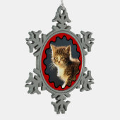 Wavy Red Border Foto Snowflake Ornament (Links)