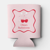 Wavy Red Pink Bow Cherry op TopBachelorette Party Blikjeskoeler (Achterkant)