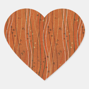 Wavy Red Stripes Japans Abstract Hart Sticker