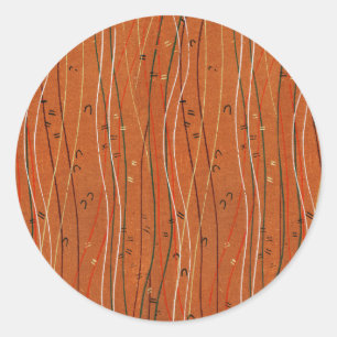 Wavy Red Stripes Japans Abstract Ronde Sticker