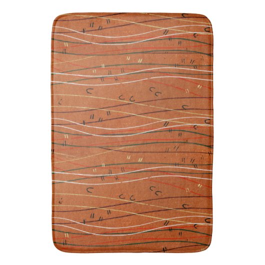 Wavy Red Stripes: moderne Japanse Abstracte kunst Badmat (Voorkant Verticaal)