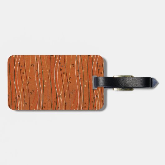 Wavy Red Stripes: moderne Japanse Abstracte kunst Bagagelabel (Achterkant horizontaal)