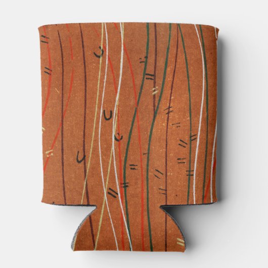 Wavy Red Stripes: moderne Japanse Abstracte kunst Blikjeskoeler (Achterkant)