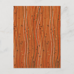 Wavy Red Stripes: moderne Japanse Abstracte kunst Briefkaart