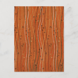 Wavy Red Stripes: moderne Japanse Abstracte kunst Briefkaart