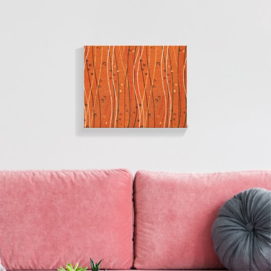 Wavy Red Stripes: moderne Japanse Abstracte kunst Canvas Afdruk (Insitu (Woonkamer))