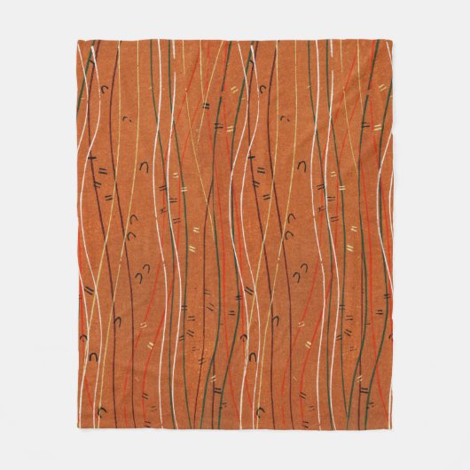 Wavy Red Stripes: moderne Japanse Abstracte kunst Fleece Deken (Voorkant)