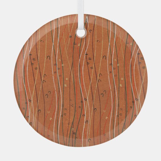 Wavy Red Stripes: moderne Japanse Abstracte kunst Glas Ornament (Voorkant)