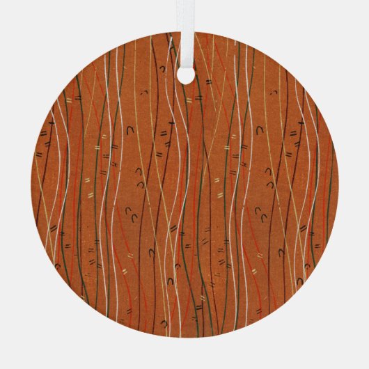 Wavy Red Stripes: moderne Japanse Abstracte kunst Glas Ornament (Achterkant)