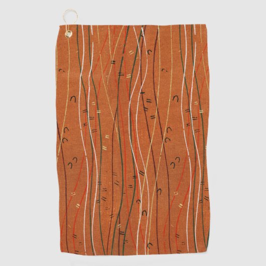 Wavy Red Stripes: moderne Japanse Abstracte kunst Golfhanddoek (Voorkant)