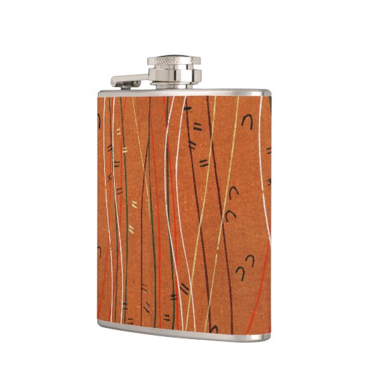 Wavy Red Stripes: moderne Japanse Abstracte kunst Heupfles (Links)