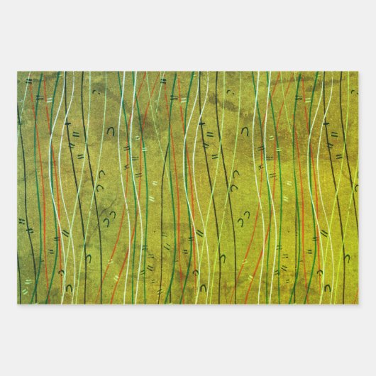 Wavy Red Stripes: moderne Japanse Abstracte kunst Inpakpapier Vel (Voorkant 2)