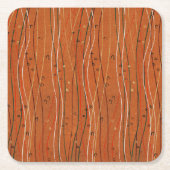 Wavy Red Stripes: moderne Japanse Abstracte kunst Kartonnen Onderzetters (Voorkant)