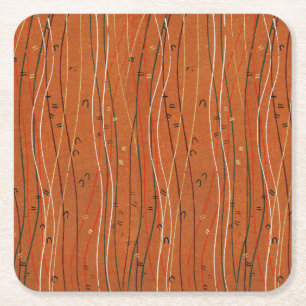 Wavy Red Stripes: moderne Japanse Abstracte kunst Kartonnen Onderzetters