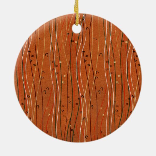 Wavy Red Stripes: moderne Japanse Abstracte kunst Keramisch Ornament (Achterkant)