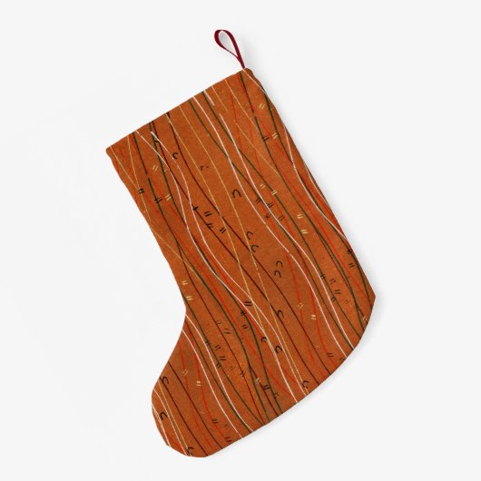 Wavy Red Stripes: moderne Japanse Abstracte kunst Kleine Kerstsok (Achterkant (Hangend))
