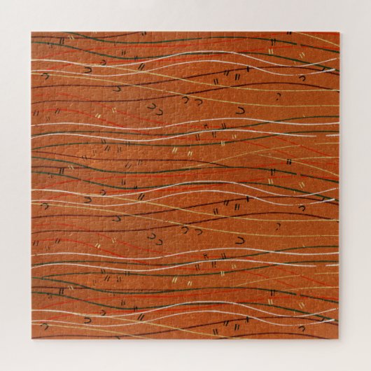 Wavy Red Stripes: moderne Japanse Abstracte kunst Legpuzzel (Horizontaal)