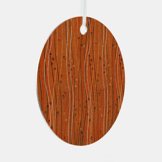 Wavy Red Stripes: moderne Japanse Abstracte kunst Metalen Ornament (Voorkant Rechts)