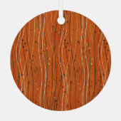 Wavy Red Stripes: moderne Japanse Abstracte kunst Metalen Ornament (Achterkant)