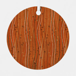 Wavy Red Stripes: moderne Japanse Abstracte kunst Metalen Ornament
